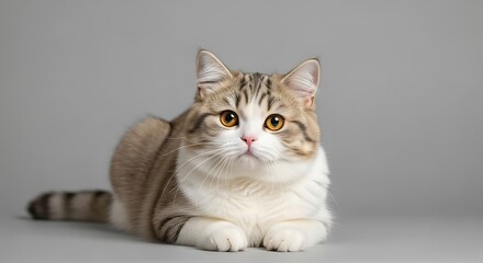 Obraz premium Adorable cat with captivating eyes resting peacefully on the floor.