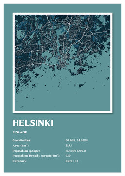 Helsinki - Finland Aster Night Maps Information