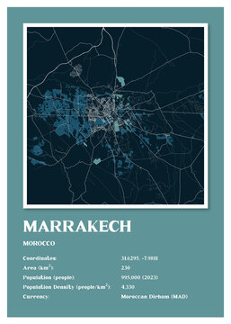 Marrakech - Morocco Aster Night Maps Information