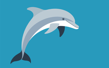 Obraz premium Minimalist Jumping Dolphin Vector Illustration Designed As A Fun Color