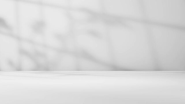 empty white room with loop shadow animation minimal scene white wall, for cosmetic product display stand with minimalist white background and soft lighting and shadows, 3d rendering
