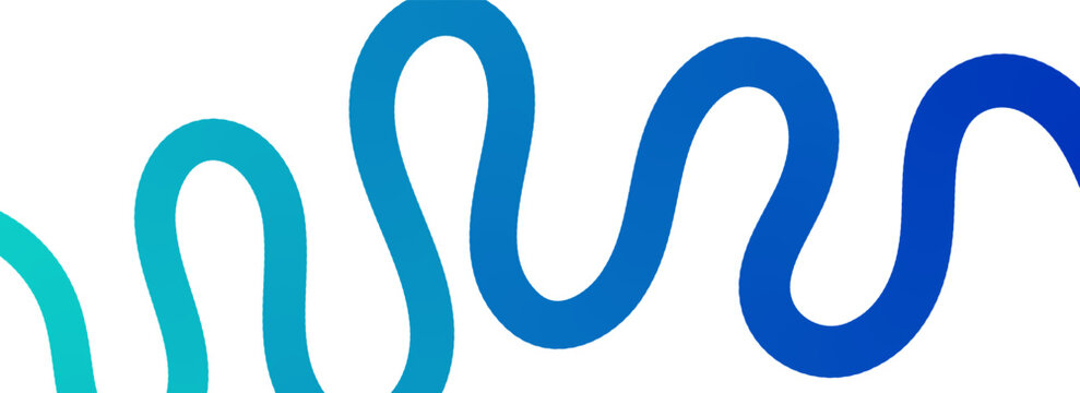 Abstract fluid, gradient wavy line with smooth flowing curves, curved path in green and blue tones creating a modern dynamic minimal design element.