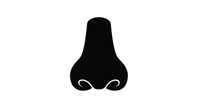Simple black silhouette of a human nose on a white background