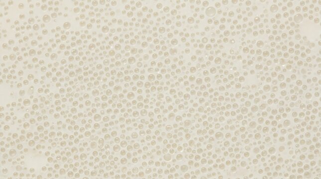 Macro background of almond milk fat globules in creamy suspension. Plant milk emulsion texture concept.