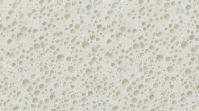 Closeup almond milk emulsion with scattered fat droplets. Non dairy milk micro texture background concept.