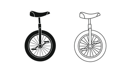 Two unicycle illustrations one solid black one outlined in white © msunny93