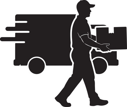Package Delivery Shipping Silhouette Icon.