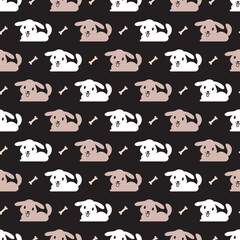 Fototapeta premium Playful Dog Pet and Bone Seamless Pattern. Seamless vector pattern ideal for pet-themed products, dog lover designs, fabric prints, packaging, and playful decor.