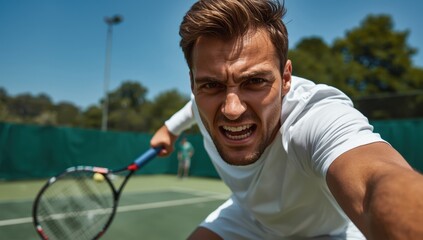 Naklejka premium Male athlete on the court