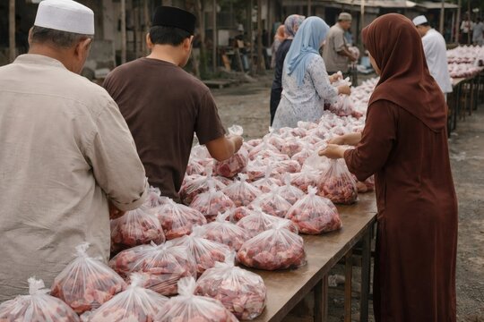 Qurban Meat Distribution Activity During Eid al Adha in Local Community