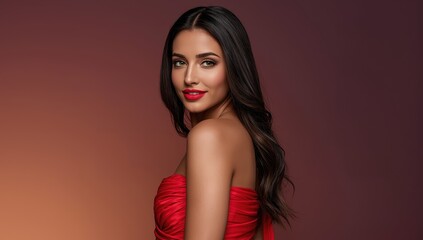 Naklejka premium The lovely lady in crimson