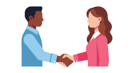Obraz premium Diverse Colleagues Shaking Hands Vector Illustration, Business Deal Agreement Meeting Flat Design Concept