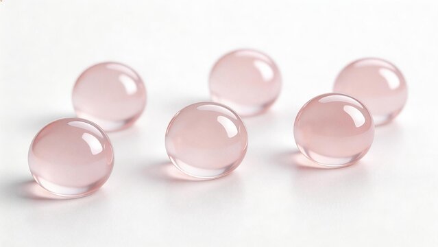 Pink spherical objects on white surface