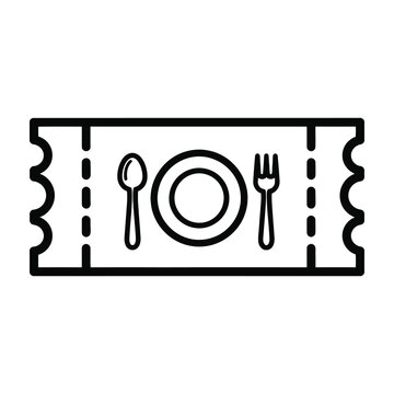Restaurant meal ticket with plate fork and spoon
