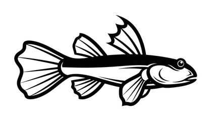 Black and White Illustration of a Gooby Fish © kiki__