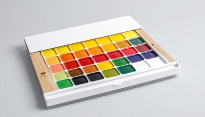 A Colorful Watercolor Paint Set with Many Vibrant Hues.