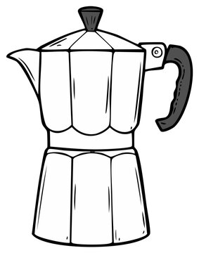 Classic Bialetti Moka Pot for Brewing Delicious Espresso Coffee Isolated on White Background
