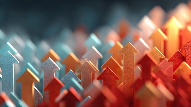 abstract stock market competition arrows moving upward soft gradient background calm tone