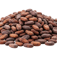 Obraz premium Pile of raw cocoa beans isolated on transparent background