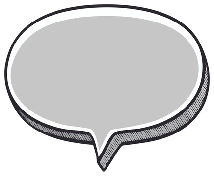 Grey Hand Drawn Speech Bubble Comic Style Thought Balloon Discussion Frame Illustration