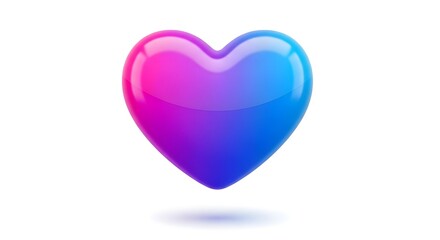 Obraz premium A vibrant glossy heart shape showcasing a gradient of pink and blue hues