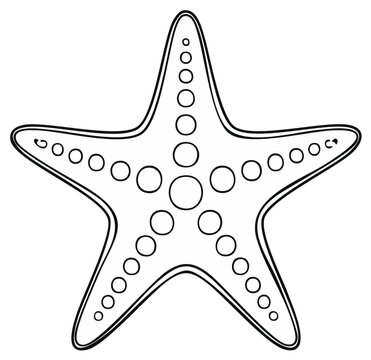 Simple outline drawing of a five-pointed starfish with circular dots on its body and arms.