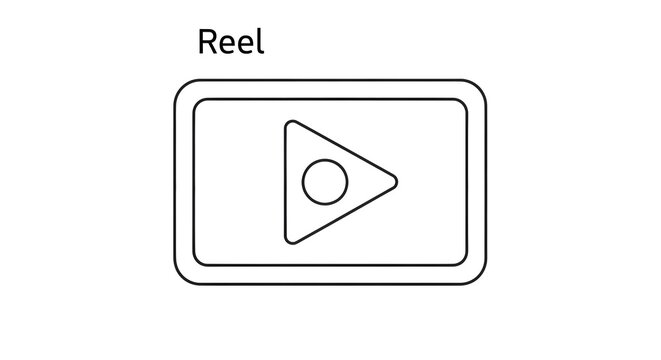 Simple line drawing of a play button inside a rounded rectangle