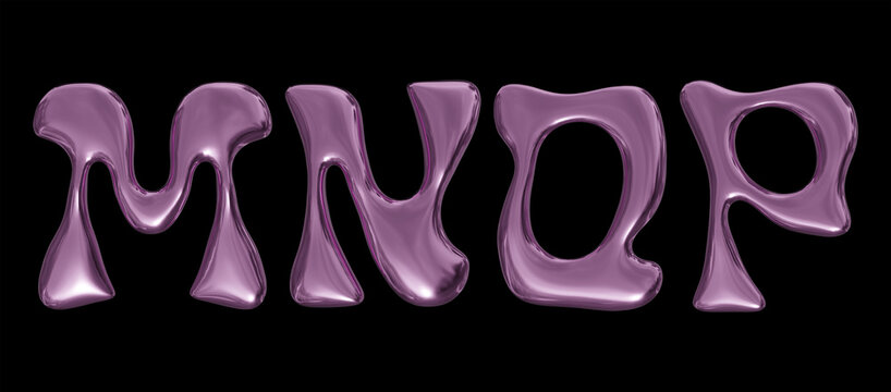 Pink Molten Chrome Alphabet Letters M N O P 3D Isolated - Modern Liquid Metal Lettering