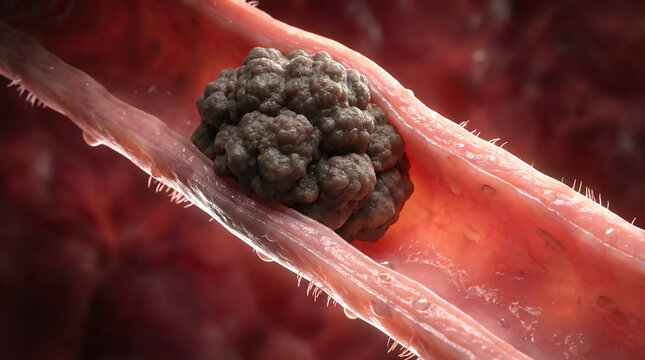 Bronchial cancer blocking airway &ndash; squamous cell carcinoma medical illustration