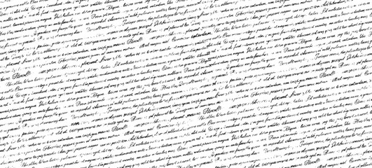 Obraz premium Seamless pattern handwritten abstract text. Unreadable poetry text banner. Cursive english text written by a pen. Linear cursive lettering. Horizontal banner with latin or english illegible words.