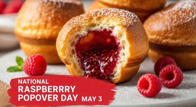 Delicious raspberry filled popovers on National Raspberry Popover Day