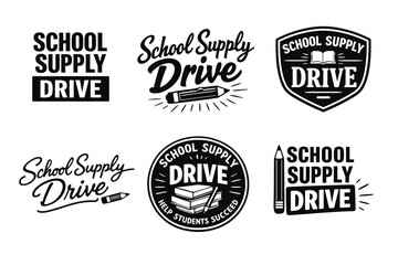 Obraz premium School supply drive logos collection for student success