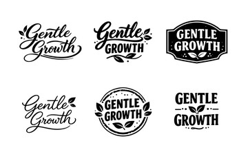 Obraz premium Gentle growth logos collection - black and white botanical designs