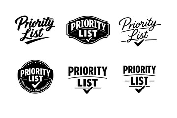 Obraz premium Priority list logos collection with various typography and design styles