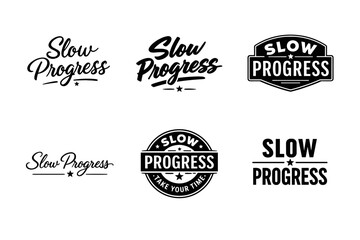 Fototapeta premium Diverse slow progress logos in black and white design variations