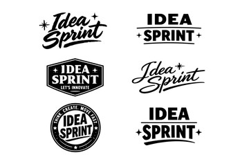 Obraz premium Collection of six creative idea sprint logos in black and white