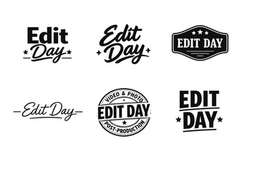 Obraz premium Collection of edit day logos in various styles and designs