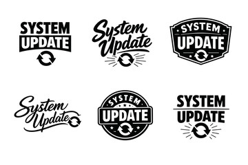 Obraz premium System update icons with reload arrows in various text styles