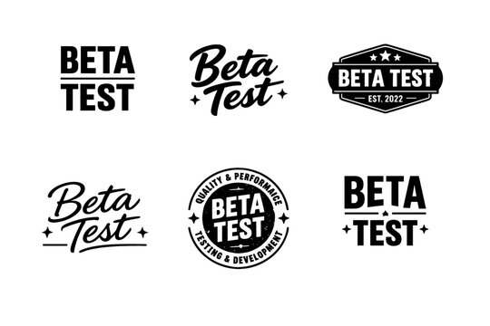 Vintage beta test logos collection with retro design elements