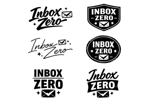 Inbox zero badge designs: creative monochrome icons for email management