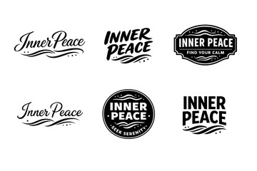 Obraz premium Collection of inner peace logos with elegant typography and decorative elements