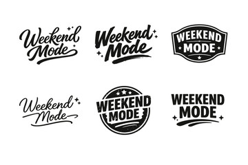 Obraz premium Weekend mode typography set with decorative elements and star designs