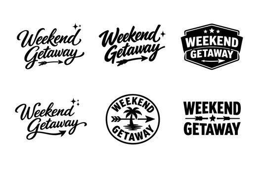 Weekend getaway logo designs with stylish text and icon variations