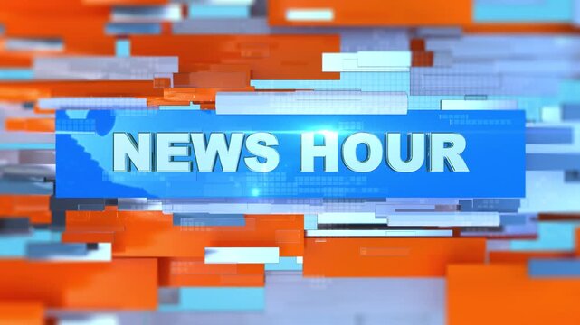 News Hour News Intro with Red and Blue Abstract Background, Broadcast News Opener for TV Channel