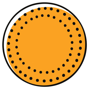 Abstract yellow circle design with black dotted border