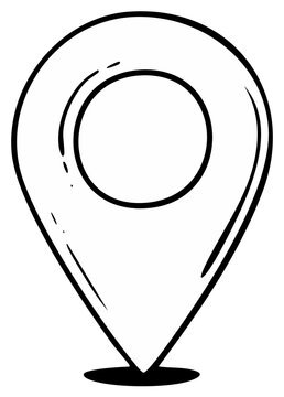 Hand Drawn Location Pin Icon with Sketchy Outline Symbolizing Navigation and Search