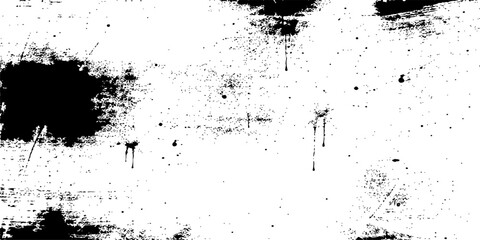 Obraz premium Abstract grunge background featuring a black ink splat with paint splatters and dirty liquid spray textures in a vector illustration design element