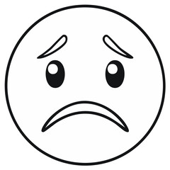Obraz premium Sad Face Emoji Outline Simple Expression of Disappointment and Sadness