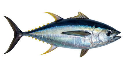 Naklejka premium Fresh Tuna Fish Isolated on White Background, Seafood Ingredient