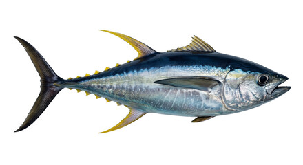 Naklejka premium Fresh Yellowfin Tuna Fish Isolated on White Background